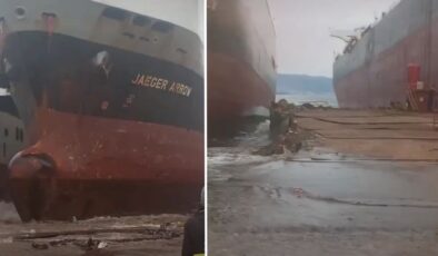 Aliağa’da Dev Yük Gemisi Karaya Oturdu!