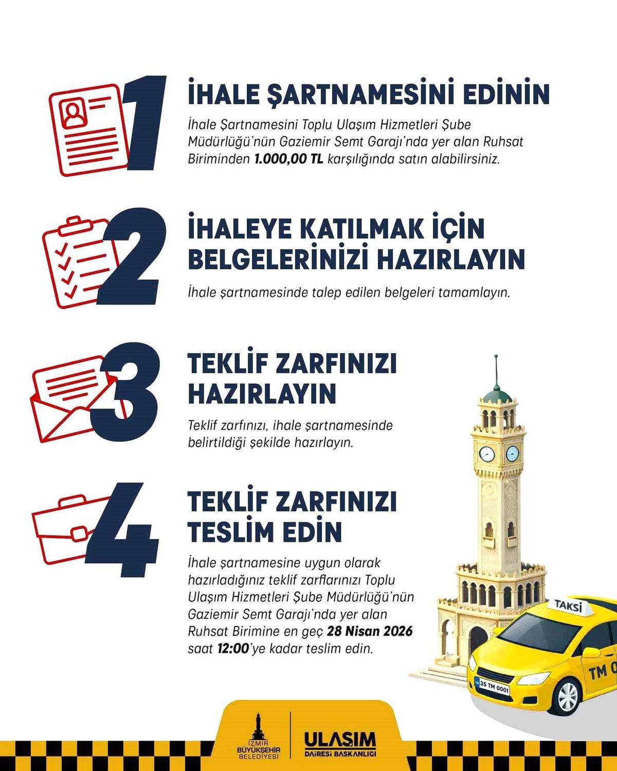 İzmir’de 100 Taksi Plakası İhalesi Devam Ediyor!